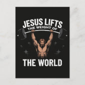 Jesus Christus Deadlifting Feestdagenkaart (Voorkant)