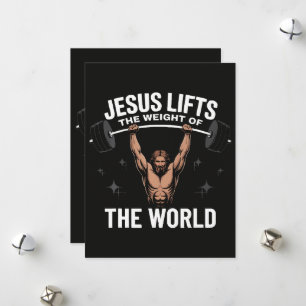 Jesus Christus Deadlifting Feestdagenkaart