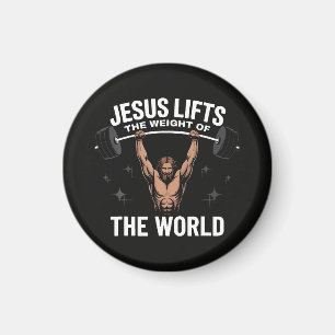 Jesus Christus Deadlifting Magneet