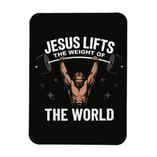 Jesus Christus Deadlifting Magneet