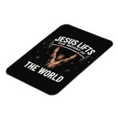 Jesus Christus Deadlifting Magneet (Linkerzijde)