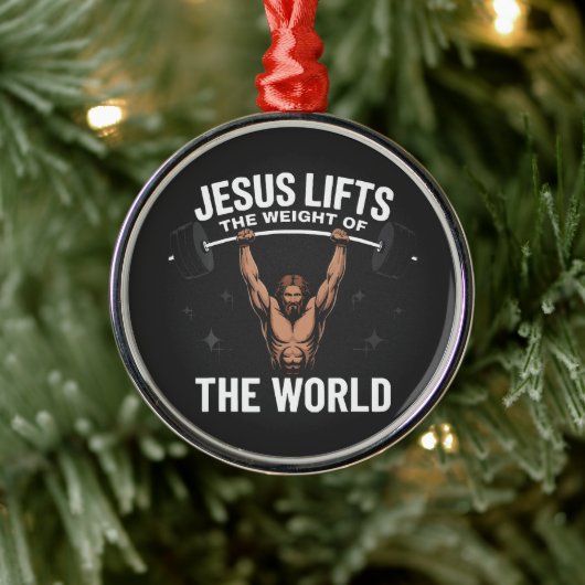 Jesus Christus Deadlifting Metalen Ornament (Boom)