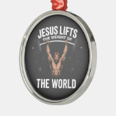 Jesus Christus Deadlifting Metalen Ornament (Links)