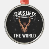 Jesus Christus Deadlifting Metalen Ornament (Voorkant)