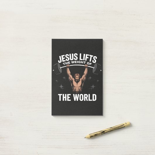 Jesus Christus Deadlifting Post-it® Notes (Op bureau)