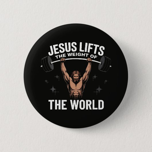 Jesus Christus Deadlifting Ronde Button 5,7 Cm (Voorkant)