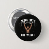 Jesus Christus Deadlifting Ronde Button 5,7 Cm (Voorkant /achterkant)