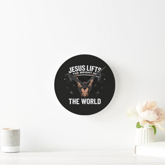 Jesus Christus Deadlifting Ronde Klok (Huis)