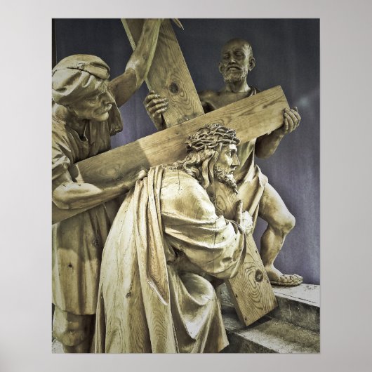 Jesus Christus Draagt Kruis Poster (Voorkant)