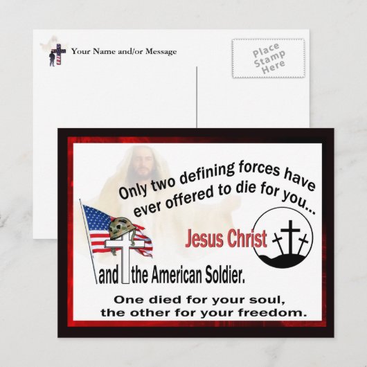 Jesus-Christus en het Amerikaanse Briefkaart van (Voorkant / Achterkant)