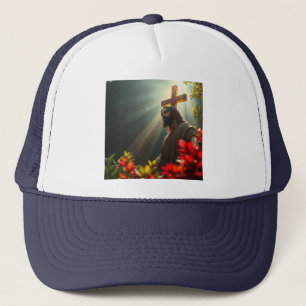 Jesus Christus in de tuin Trucker Hoed Pet