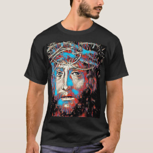 Jesus Christus Thorn Crown Abstracte Christelijke  T-shirt