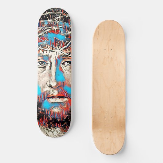 Jesus Christus Thorn Crown Passion Abstracte kunst Persoonlijk Skateboard (Voorkant)