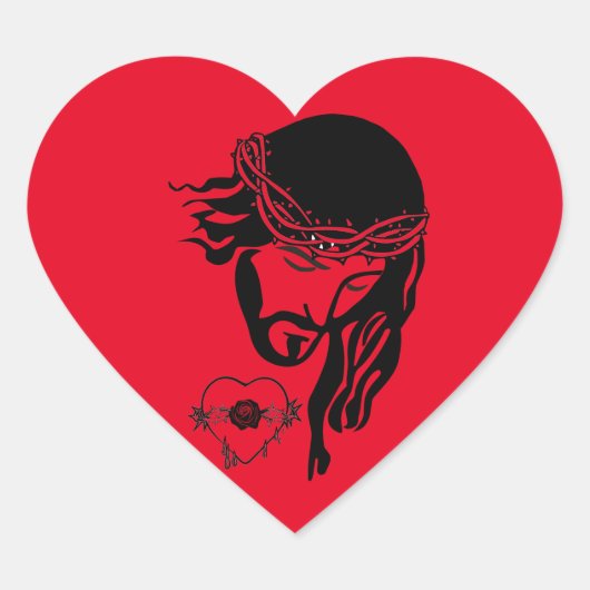Jesus Christus Thorns Bleeding Heart Art Hart Sticker (Voorkant)