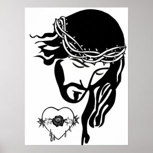 Jesus Christus Thorns Bleeding Heart Art Poster