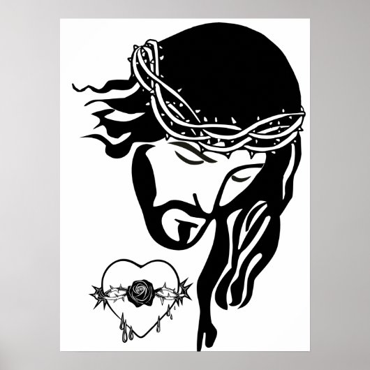 Jesus Christus Thorns Bleeding Heart Art Poster (Voorkant)