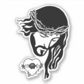 Jesus Christus Thorns Bleeding Heart Art Sticker (Voorkant)