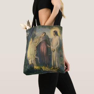 Jesus Christus verrezen bij het graf door ML Greer Tote Bag