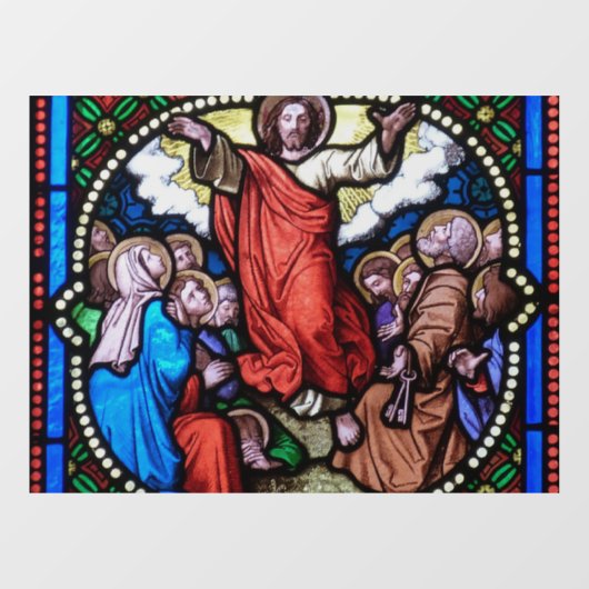 JESUS CHURCH GLAS IN LOOD WINDOW CLING RAAMSTICKER (Vel)