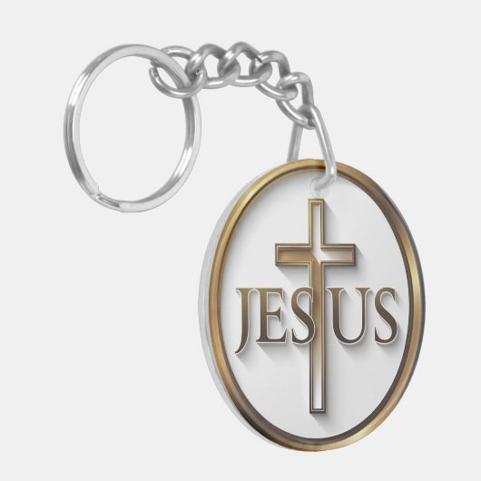 Jesus Circle Sleutelhanger – Dubbelzijdig AI-ontwe (Voorkant Links)
