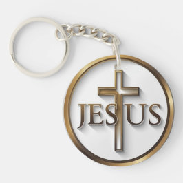 Jesus Circle Sleutelhanger – Dubbelzijdig AI-ontwe