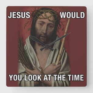Jesus Clock Vierkante Klok
