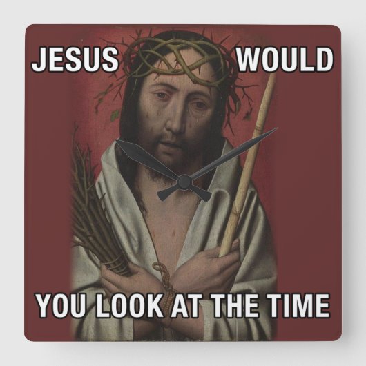 Jesus Clock Vierkante Klok (Voorkant)