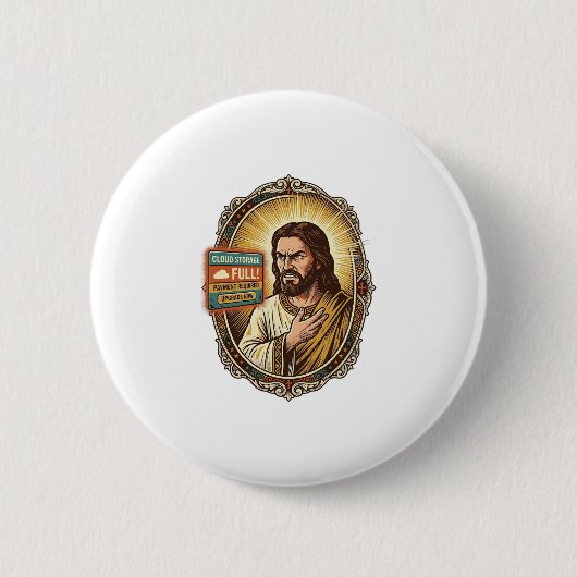 Jesus Cloud Storage Volle Waarschuwing Paywall Tec Ronde Button 5,7 Cm (Voorkant)