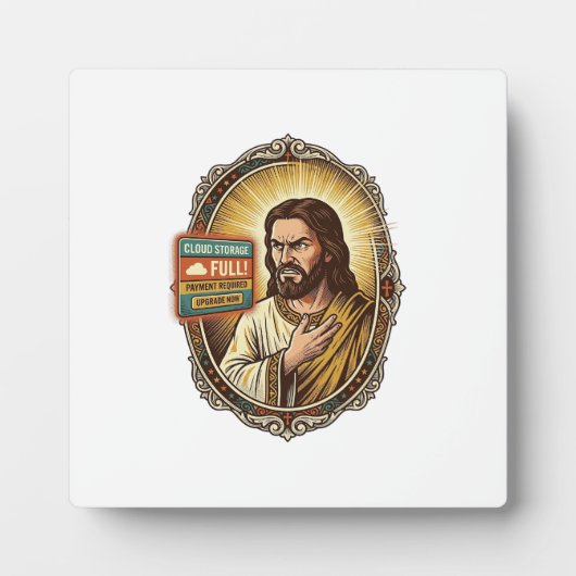 Jesus Cloud Storage Volledige Waarschuwing Paywall Fotoplaat (Voorkant)