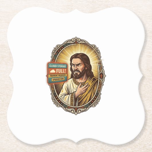 Jesus Cloud Storage Volledige Waarschuwing Paywall Kartonnen Onderzetters (Voorkant)