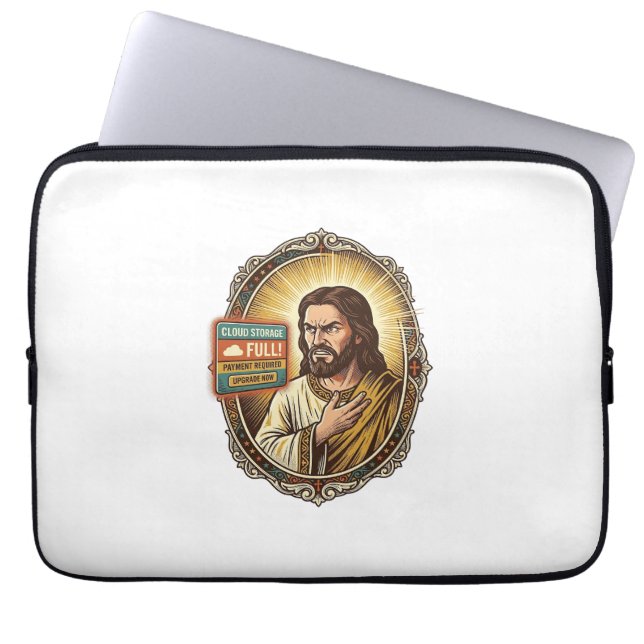 Jesus Cloud Storage Volledige Waarschuwing Paywall Laptop Sleeve (Voorkant)