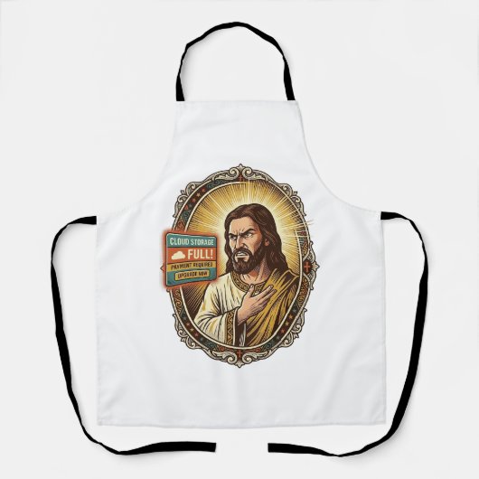 Jesus Cloud Storage Volledige Waarschuwing Paywall Schort (Voorkant)