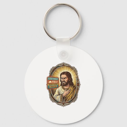 Jesus Cloud Storage Volledige Waarschuwing Paywall Sleutelhanger (Voorkant)