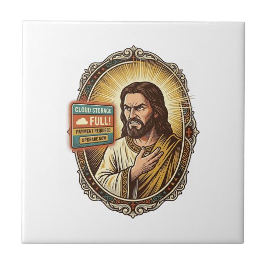 Jesus Cloud Storage Volledige Waarschuwing Paywall Tegeltje (Voorkant)