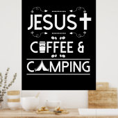 Jesus Coffee en Camping Poster (Keuken)