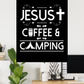 Jesus Coffee en Camping Poster (Thuiskantoor)