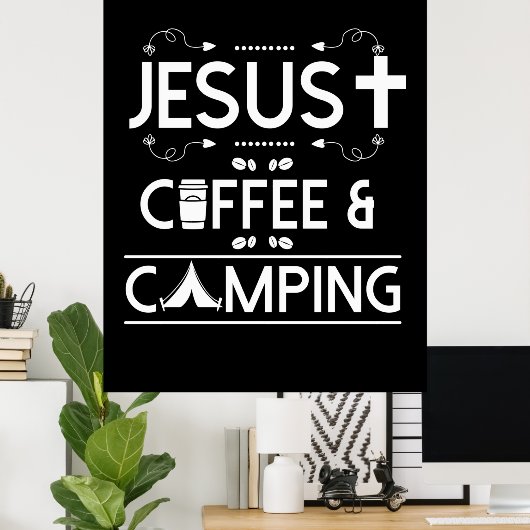 Jesus Coffee en Camping Poster (Thuiskantoor)
