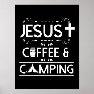 Jesus Coffee en Camping Poster
