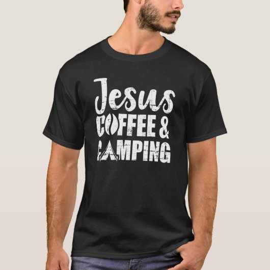 Jesus Coffee en Camping T-shirt (Voorkant)