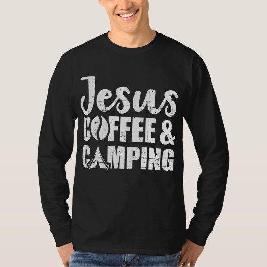 Jesus Coffee en Camping T-shirt (Voorkant)
