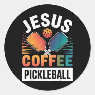 Jesus Coffee Pickleball Ronde Sticker