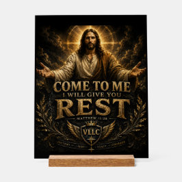 Jesus Come to Me Christian Gold Sacred Art Acryl Bord