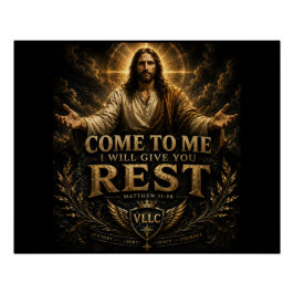 Jesus Come to Me Christian Gold Sacred Art Perfect Poster
