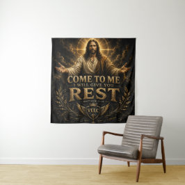 Jesus Come to Me Christian Gold Sacred Art Wandkleed