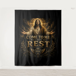 Jesus Come to Me Christian Gold Sacred Art Wandkleed