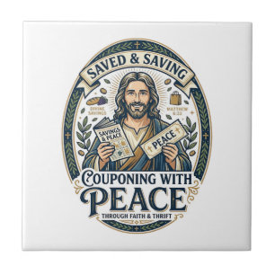 Jesus Coupon Thrift Frugal T-shirt op geloof gebas Tegeltje