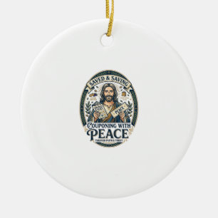 Jesus Coupon Woonwinkel Frugale T-shirt Op geloof  Keramisch Ornament