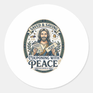 Jesus Coupon Woonwinkel Frugale T-shirt Op geloof  Ronde Sticker