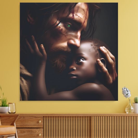 Jesus Cradling Child Canvas Afbeelding 3 (Insitu (Woonkamer))