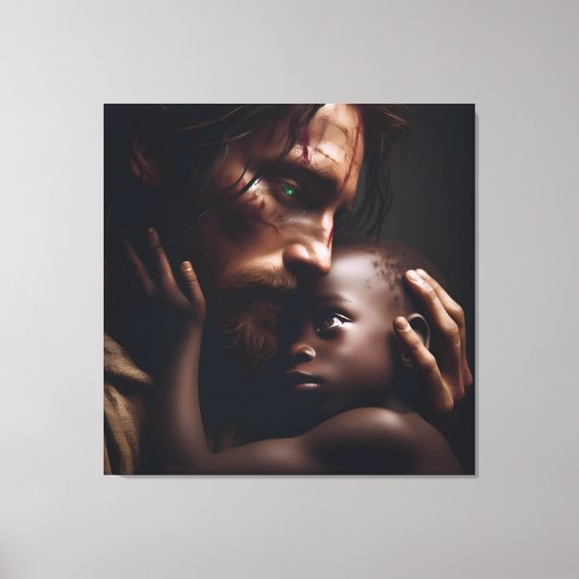Jesus Cradling Child Canvas Afbeelding 3 (Voorkant)